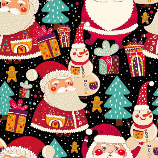 TRIKÅ TOMTE & SNÖGUBBE SVART